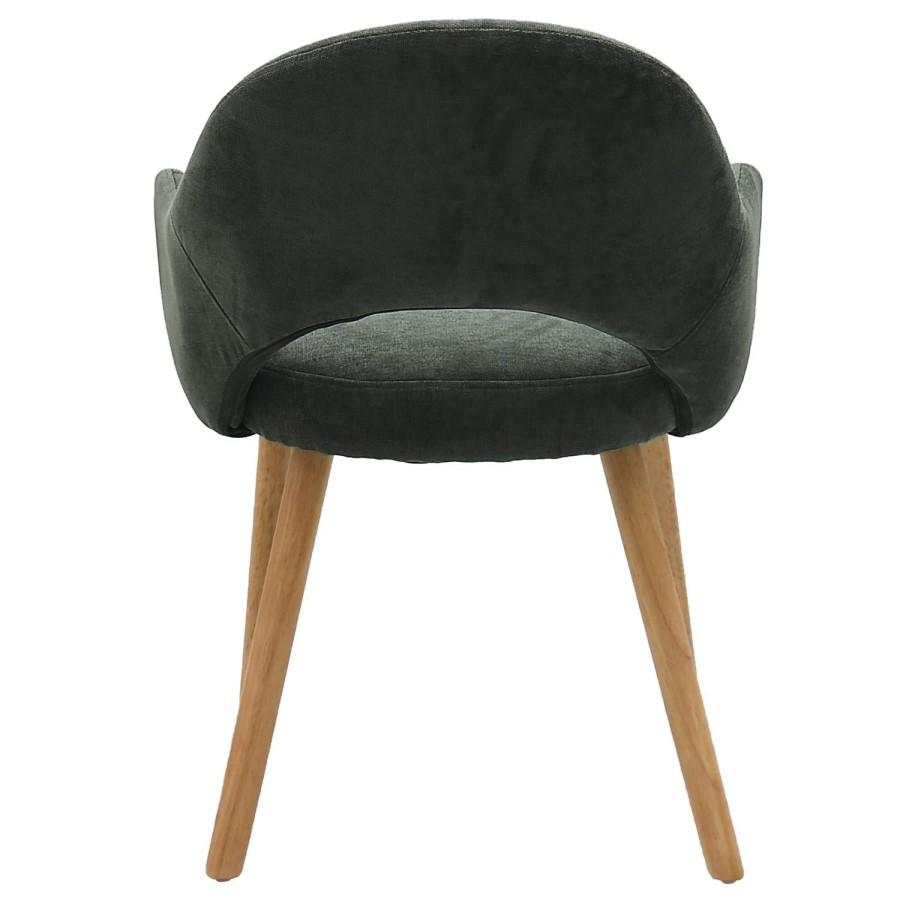 Set of 2 Green Upholstered Dining Chairs with Oak Legs - Colbie
