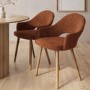 ONLY OPENED - Set of 2 Burnt Orange Fabric Dining Chairs with Oak Legs - Colbie