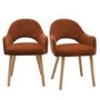 ONLY OPENED - Set of 2 Burnt Orange Fabric Dining Chairs with Oak Legs - Colbie
