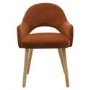 Large Rectangular Oak Extendable Dining Table Set with 6 Burnt Orange Upholstered Chairs - Seats 6 - Leena
