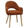 Large Rectangular Oak Extendable Dining Table Set with 6 Burnt Orange Upholstered Chairs - Seats 6 - Leena