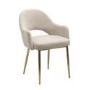 Set of 2 Beige Upholstered Dining Chairs with Gold Legs - Colbie
