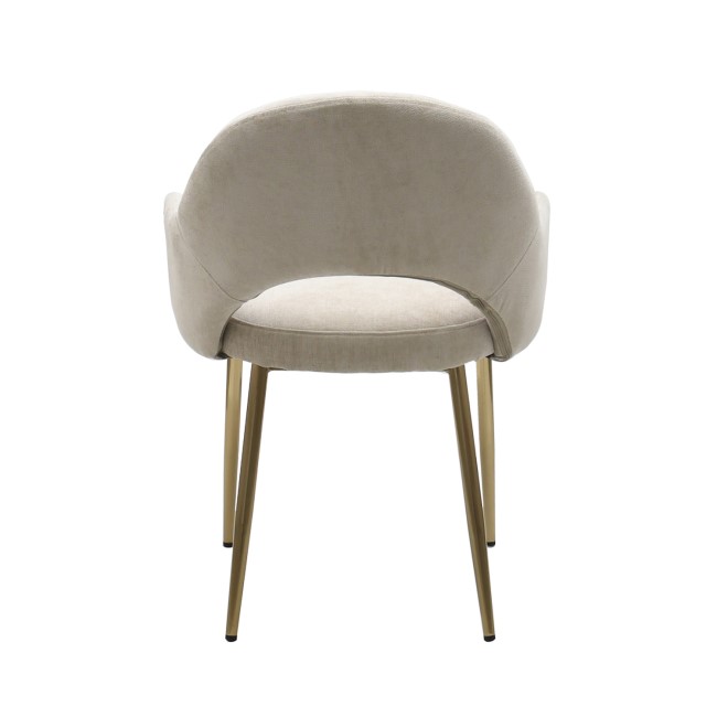 Set of 2 Beige Fabric Dining Chairs with Gold Legs - Colbie