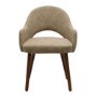 Set of 6 Beige Faux Leather Dining Chairs with Walnut Legs - Colbie