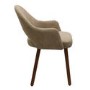 Set of 6 Beige Faux Leather Dining Chairs with Walnut Legs - Colbie