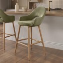 CLB027S Oak and Sage Green Velvet Kitchen Stool with Back - Colbie