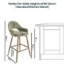 Oak and Sage Green Velvet Kitchen Stool with Back - Colbie