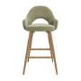 Set of 3 Oak and Sage Green Velvet Kitchen Stools with Back - Colbie