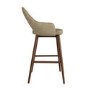 Set of 3 Walnut and Beige Faux Leather Kitchen Stools with Back - Colbie