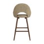 Set of 3 Walnut and Beige Faux Leather Kitchen Stools with Back - Colbie
