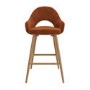 Set of 3 Oak and Burnt Orange Upholstered Kitchen Stools with Back - Colbie