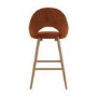 Set of 3 Oak and Burnt Orange Upholstered Kitchen Stools with Back - Colbie