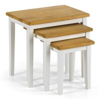 Julian Bowen Cleo White and Oak Nest of 3 Tables