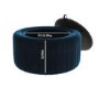 Navy Blue Velvet Ottoman Storage Pouffe with Glass Top - Coffee Table - Clio