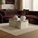 Large Rectangular Glass and White Marble Effect Coffee Table - Celine