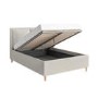 Grey Fabric Double Ottoman Bed with Pillow Headboard- Clifton