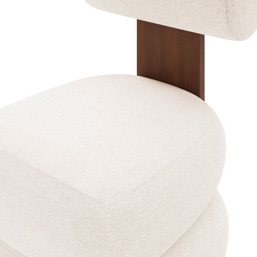 GRADE A1 - Cream Boucle Roll Back Dressing Table Chair - Cleo