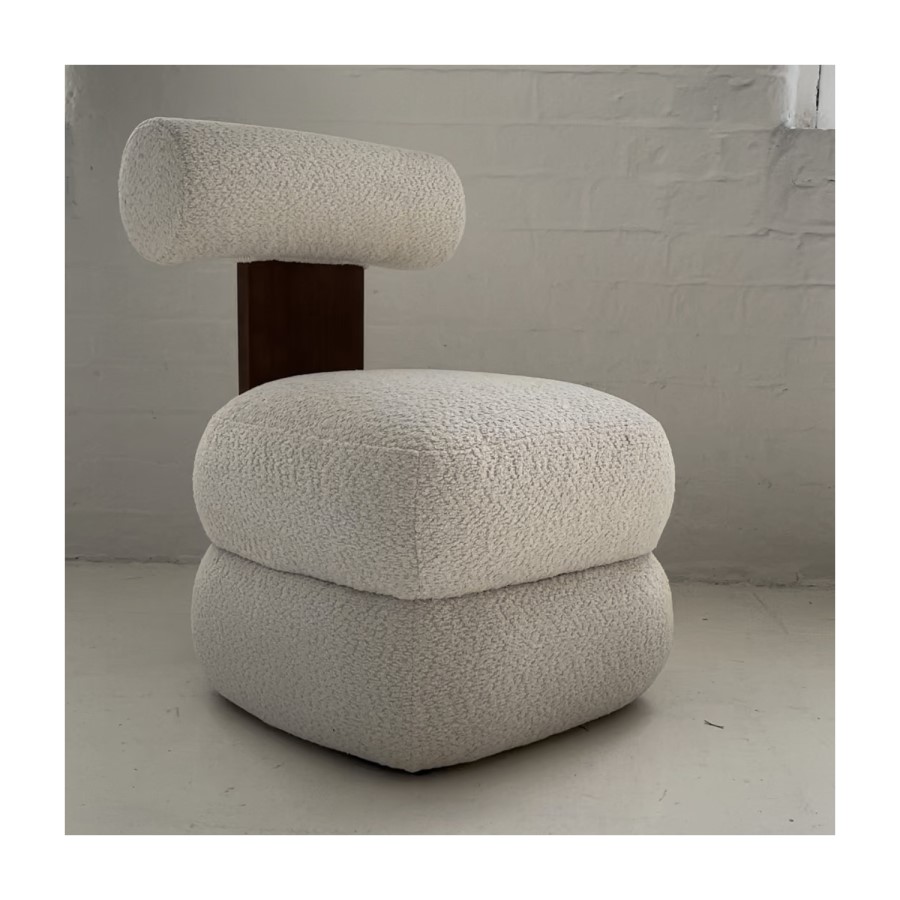 Cream Boucle Roll Back Dressing Table Chair - Cleo