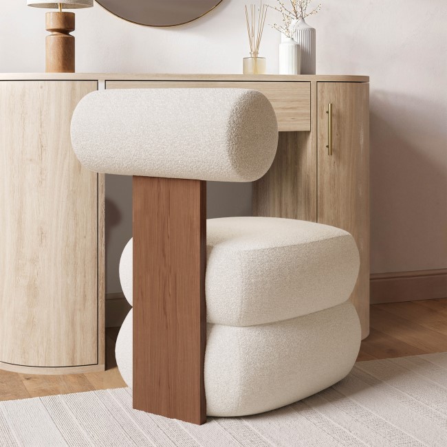 Off-White Boucle Roll Back Dressing Table Chair - Cleo