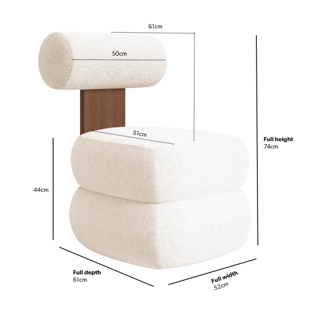 Off-White Boucle Roll Back Dressing Table Chair - Cleo