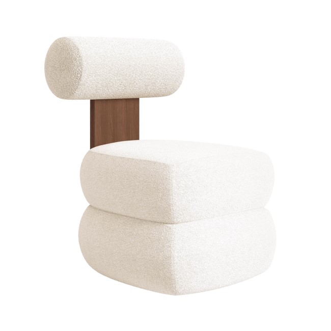 Off-White Boucle Roll Back Dressing Table Chair - Cleo