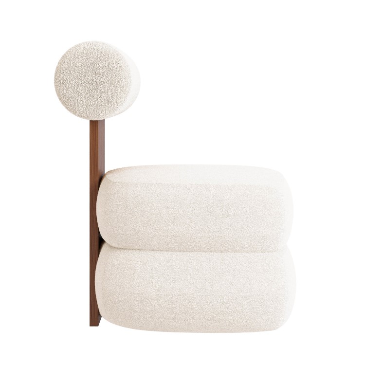 Off-White Boucle Roll Back Dressing Table Chair - Cleo