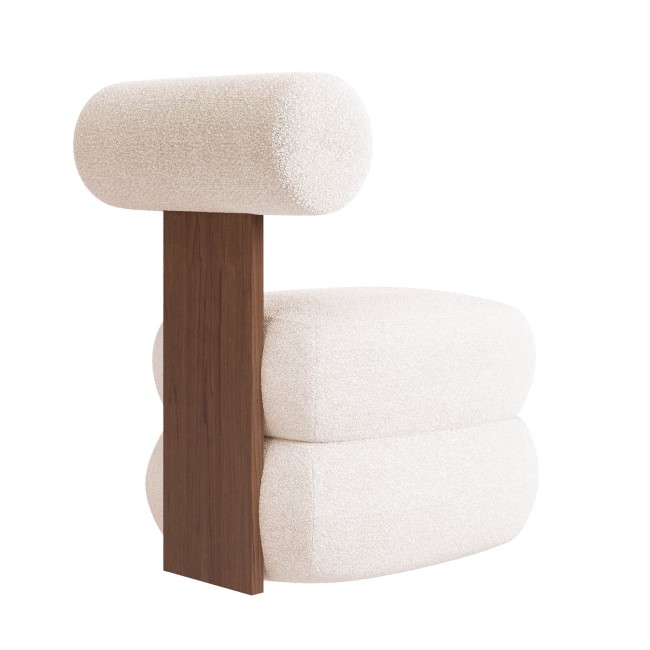 Off-White Boucle Roll Back Dressing Table Chair - Cleo