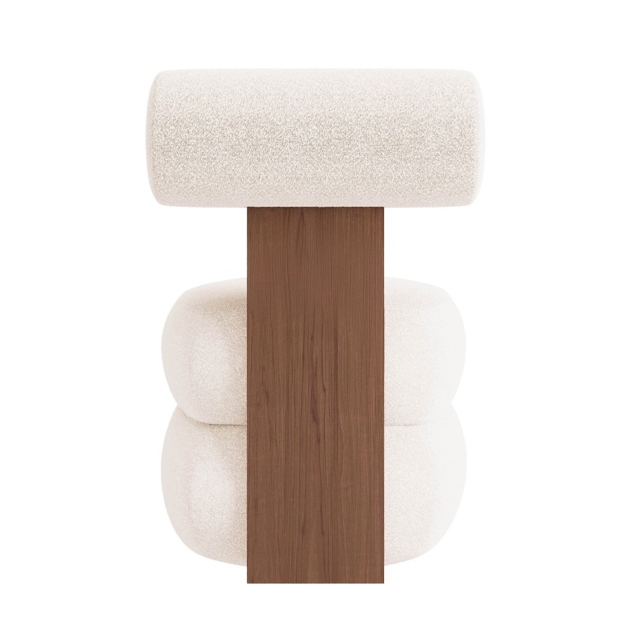 GRADE A1 - Cream Boucle Roll Back Dressing Table Chair - Cleo