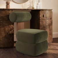 Olive Green Velvet Roll Back Dressing Table Chair - Cleo