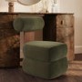 Olive Green Velvet Roll Back Dressing Table Chair - Cleo
