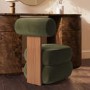 Olive Green Velvet Roll Back Dressing Table Chair - Cleo