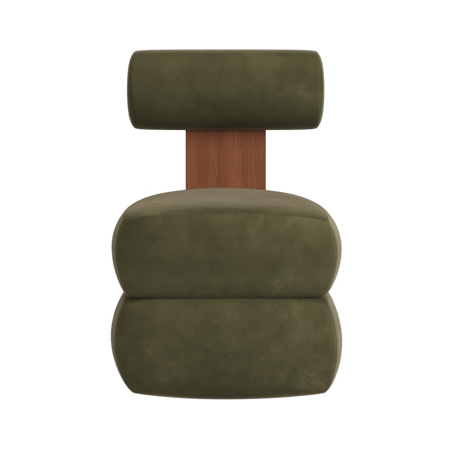 Olive Green Velvet Roll Back Dressing Table Chair - Cleo