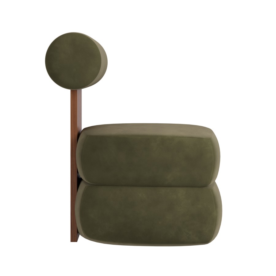 Olive Green Velvet Roll Back Dressing Table Chair - Cleo