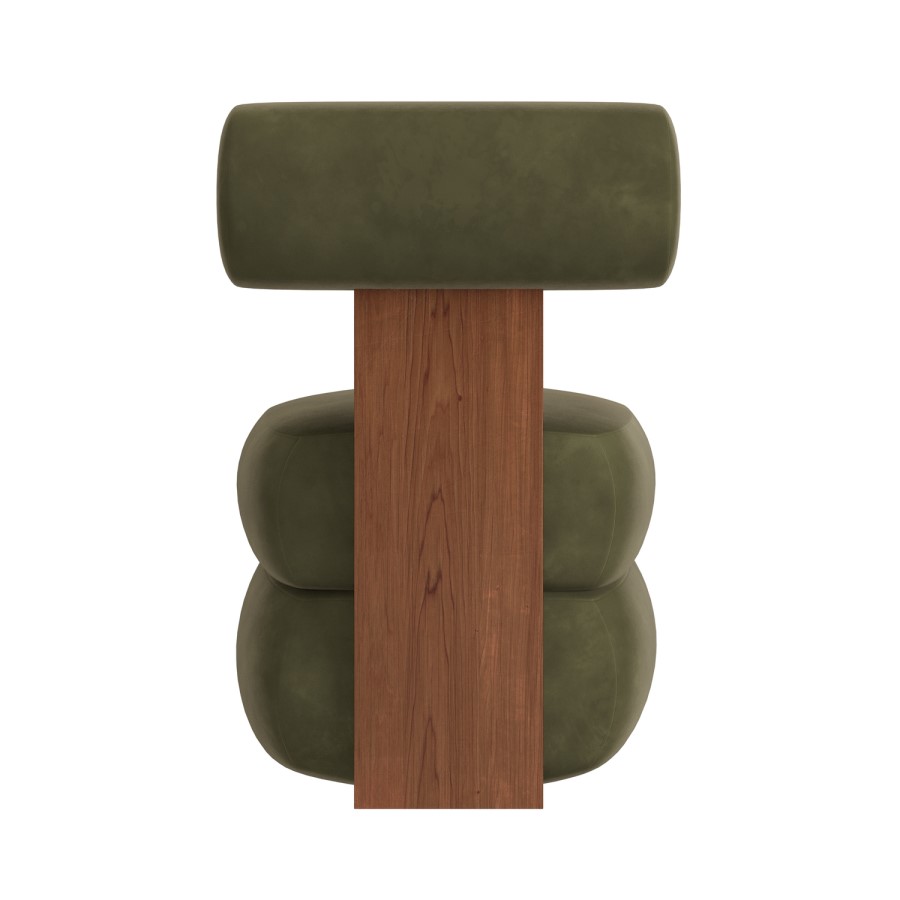 Olive Green Velvet Roll Back Dressing Table Chair - Cleo