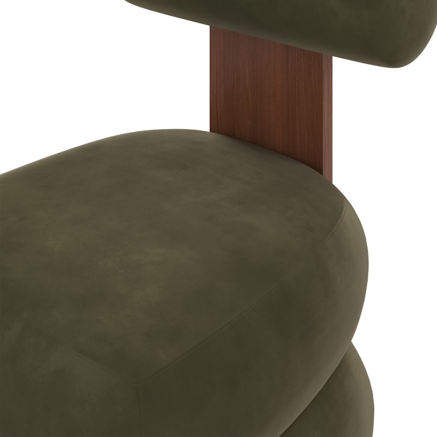 Olive Green Velvet Roll Back Dressing Table Chair - Cleo