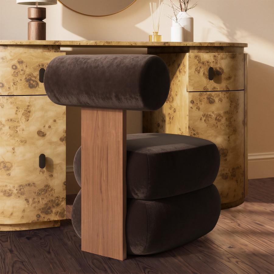 Brown Roll Back Dressing Table Chair - Cleo