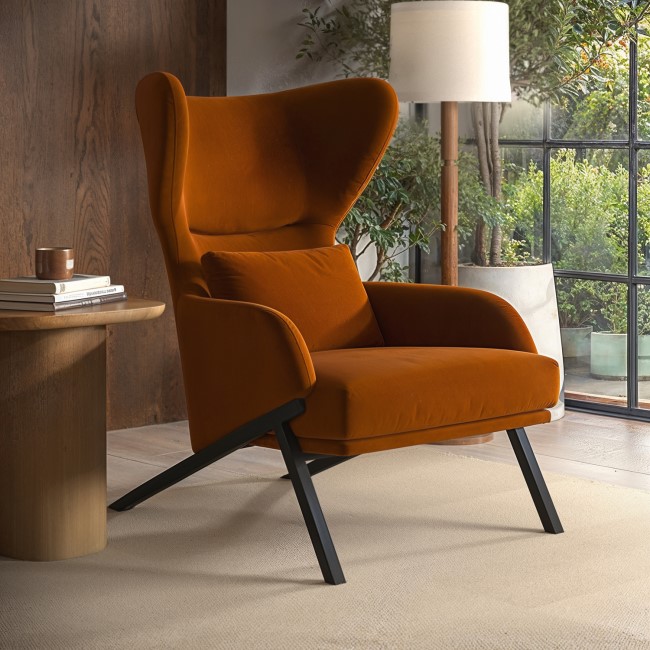 Burnt Orange Velvet Accent Chair - Clarence