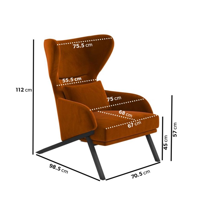 Burnt Orange Velvet Accent Chair - Clarence