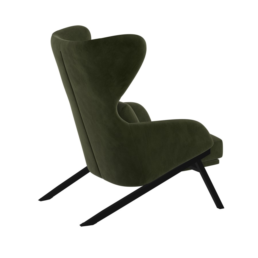 Dark Green Velvet Wingback Accent Chair - Clarence