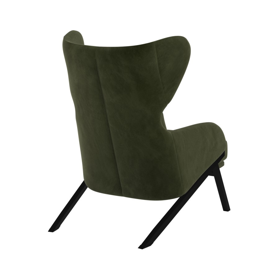Dark Green Velvet Wingback Accent Chair - Clarence