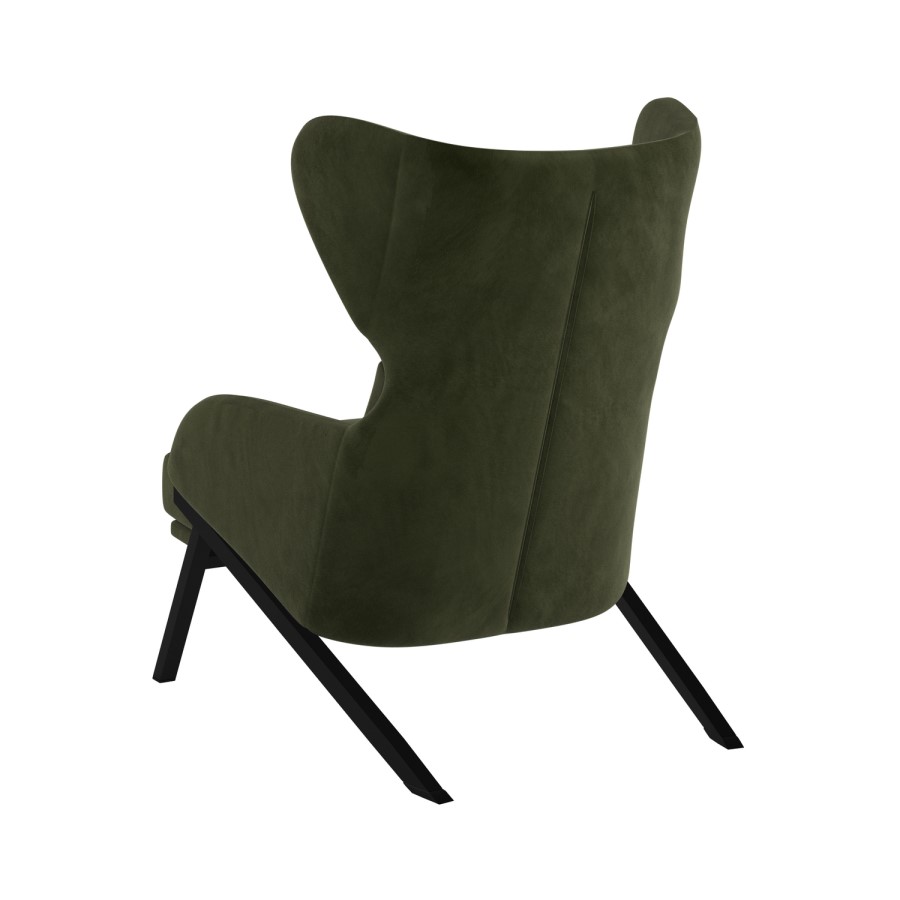 Dark Green Velvet Wingback Accent Chair - Clarence