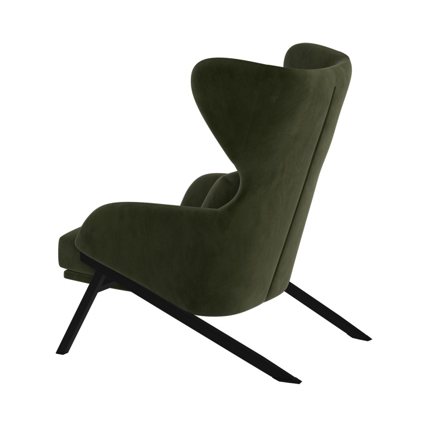 Dark Green Velvet Wingback Accent Chair - Clarence