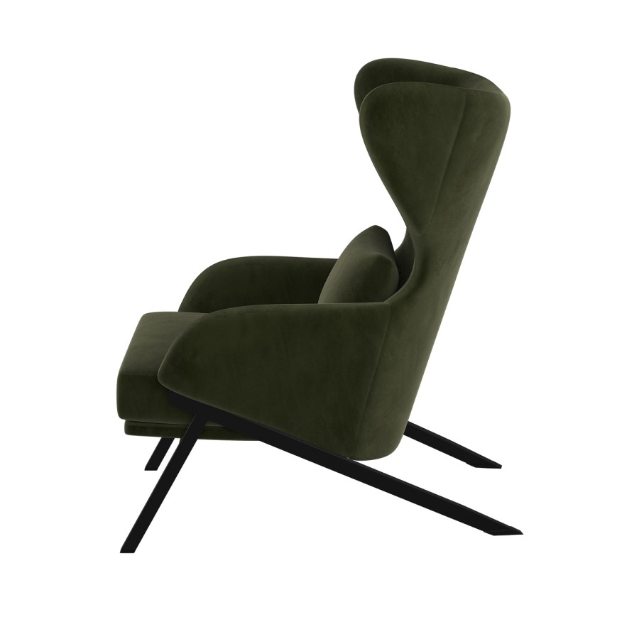 Dark Green Velvet Wingback Accent Chair - Clarence