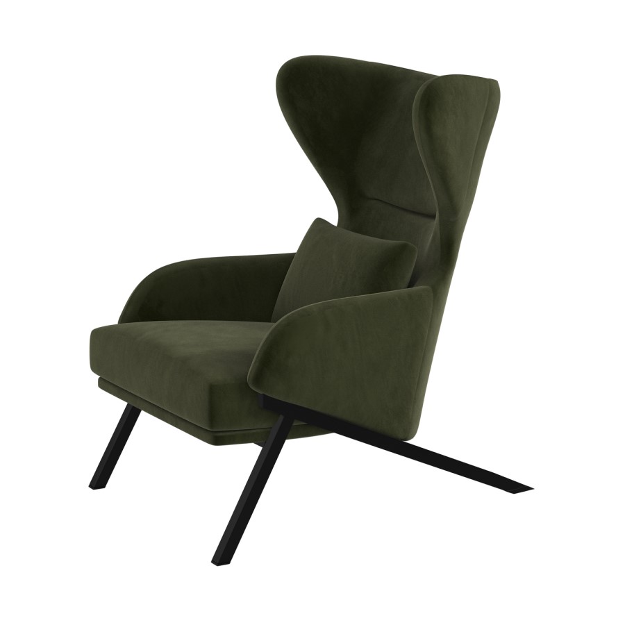 Dark Green Velvet Wingback Accent Chair - Clarence