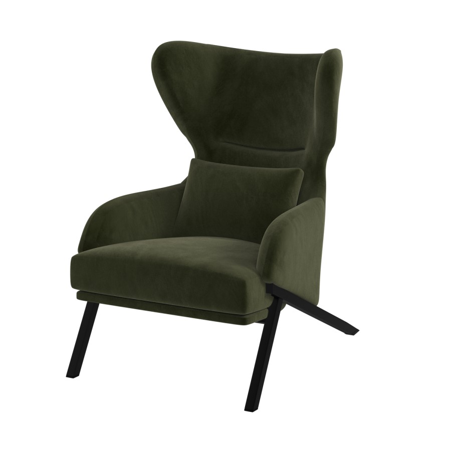 Dark Green Velvet Wingback Accent Chair - Clarence
