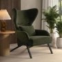 Dark Green Velvet Wingback Accent Chair - Clarence