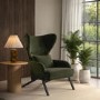 Dark Green Velvet Wingback Accent Chair - Clarence