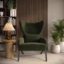 Dark Green Velvet Wingback Accent Chair - Clarence