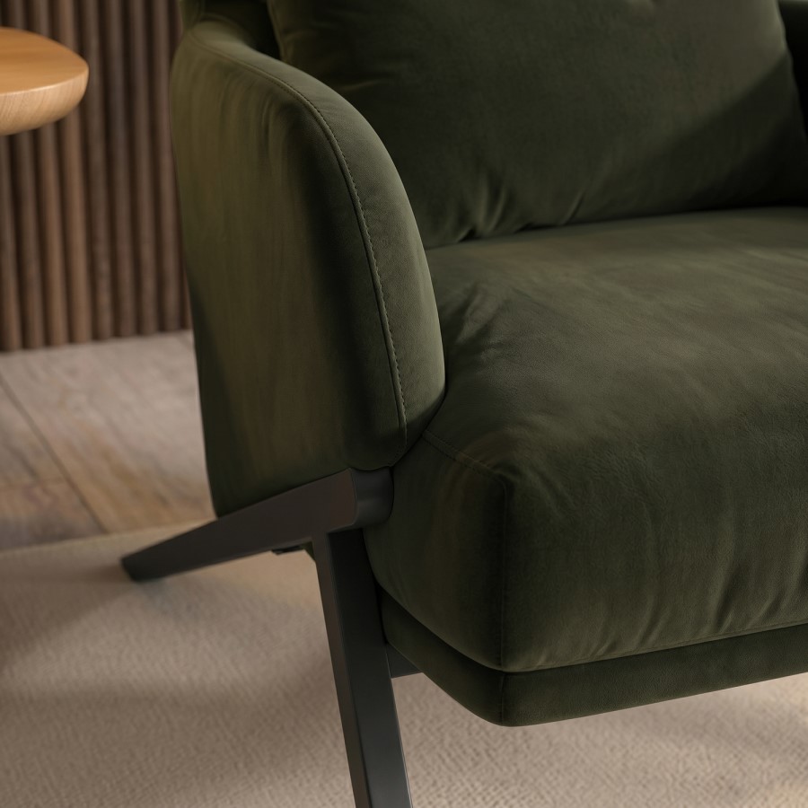 Dark Green Velvet Wingback Accent Chair - Clarence