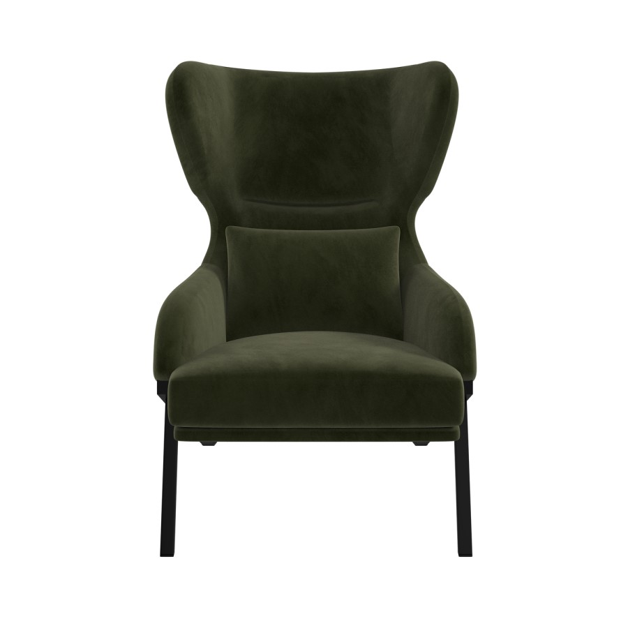 Dark Green Velvet Wingback Accent Chair - Clarence
